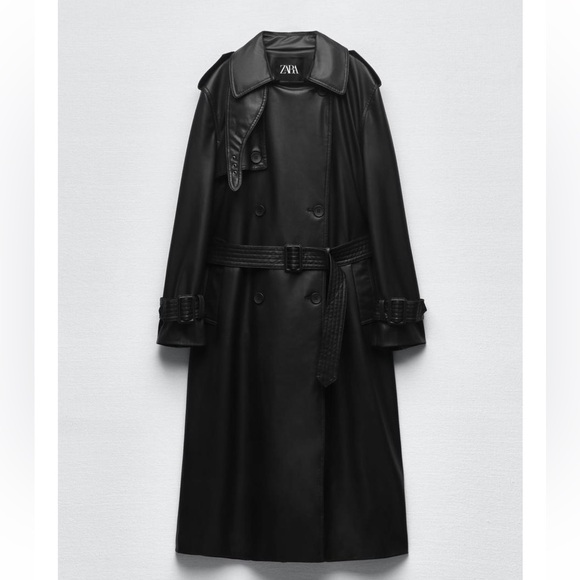Zara Jackets & Blazers - Zara Belted Faux Leather Trench Jacket